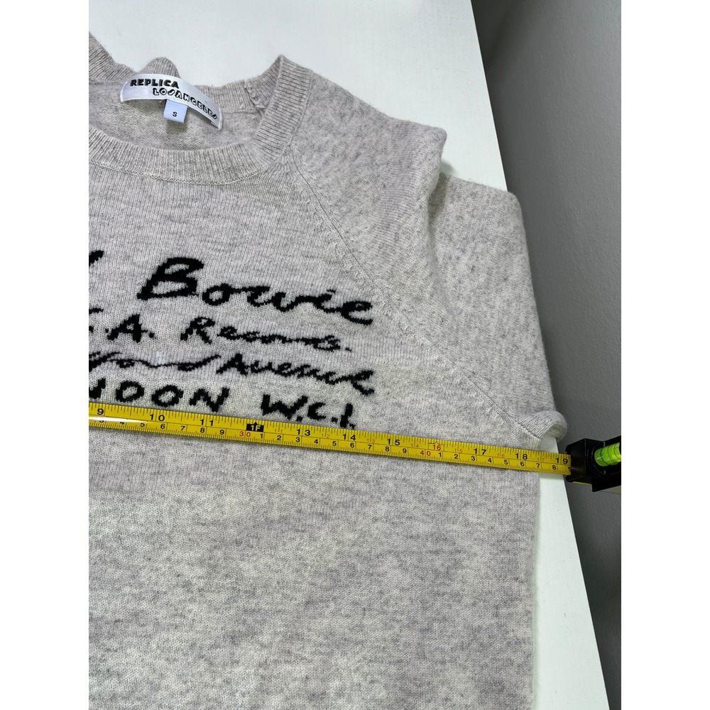Replica Los Angeles David Bowie 100% Cashmere Sweater Grey Small Raglan Sleeve - Picture 4 of 8